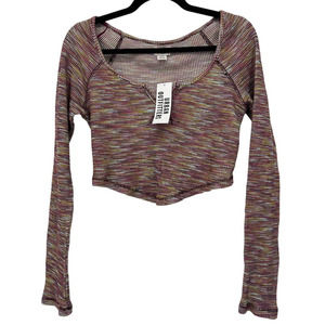 BDG Cropped Multi Color Striped Long Sleeve Size Med New with Tags